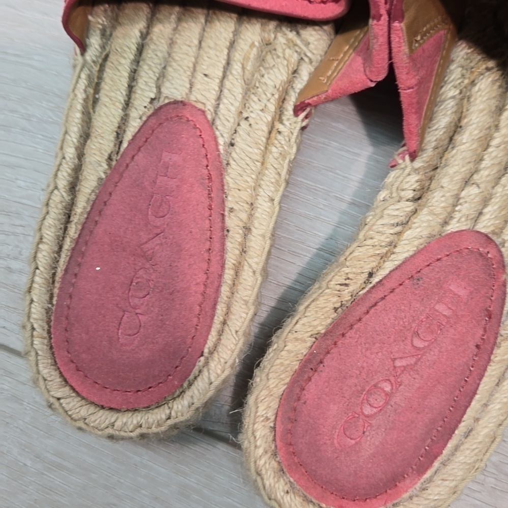 Coach Women Espadrille Leather Sandals shoes flats sz 8B - Picture 5 of 13